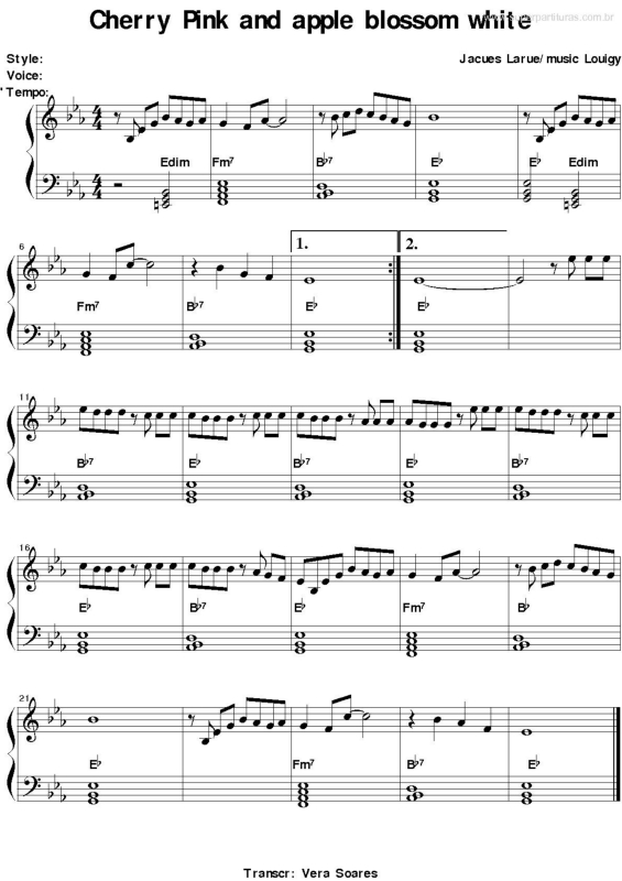 Partitura da música Cherry Pink and Apple Blossom White