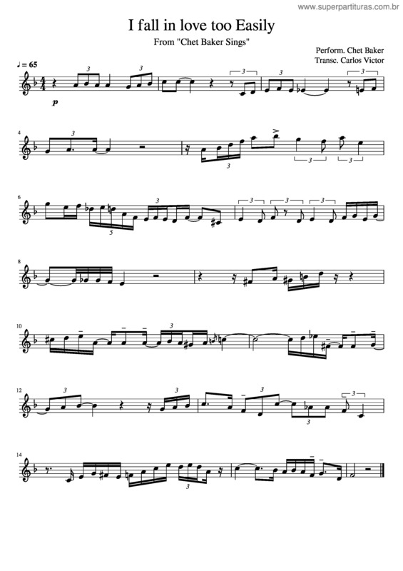 Partitura da música Chet Baker Solos – I Fall In Love Too Easily