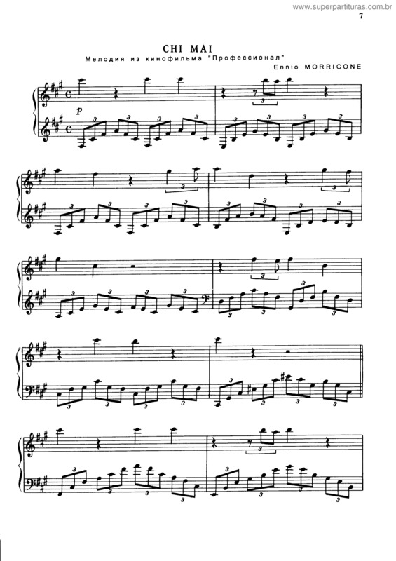 Partitura da música Chi Mai v.2