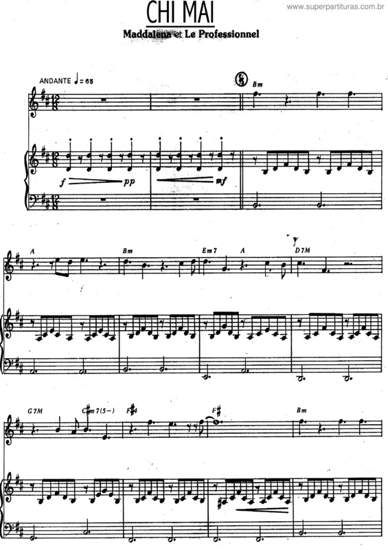 Partitura da música Chi Mai v.3