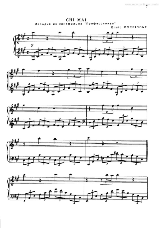 Partitura da música Chi Mai