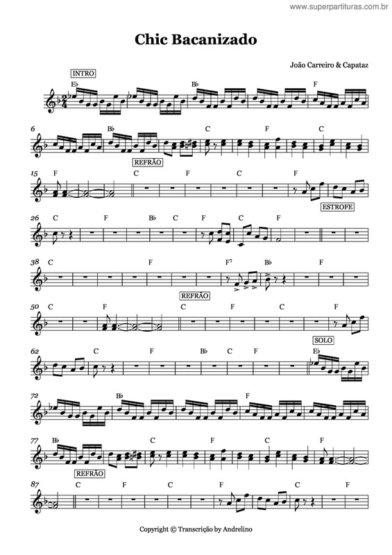 Partitura da música Chic bacanizado