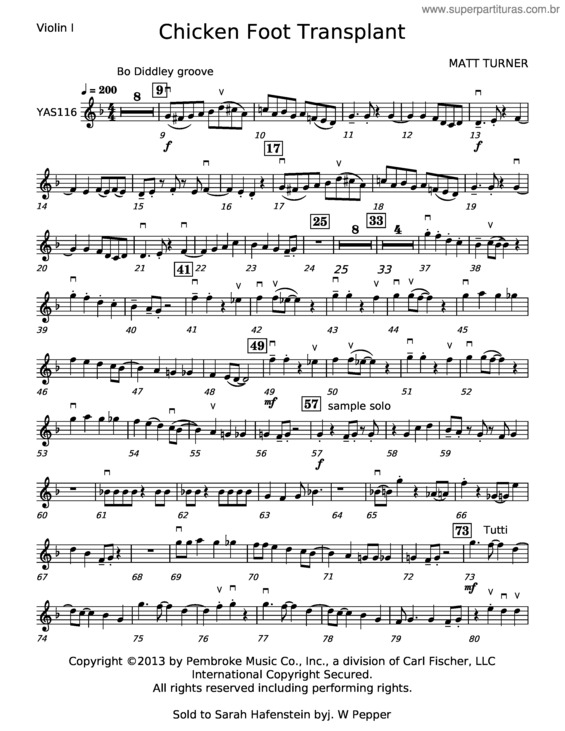 Partitura da música Chicken Foot Transplant – Matt Turner
