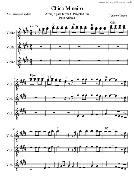 Partitura da música Chico Mineiro Ok