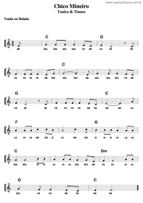 Partitura da música Chico Mineiro v.6