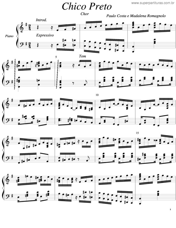 Partitura da música Chico Preto