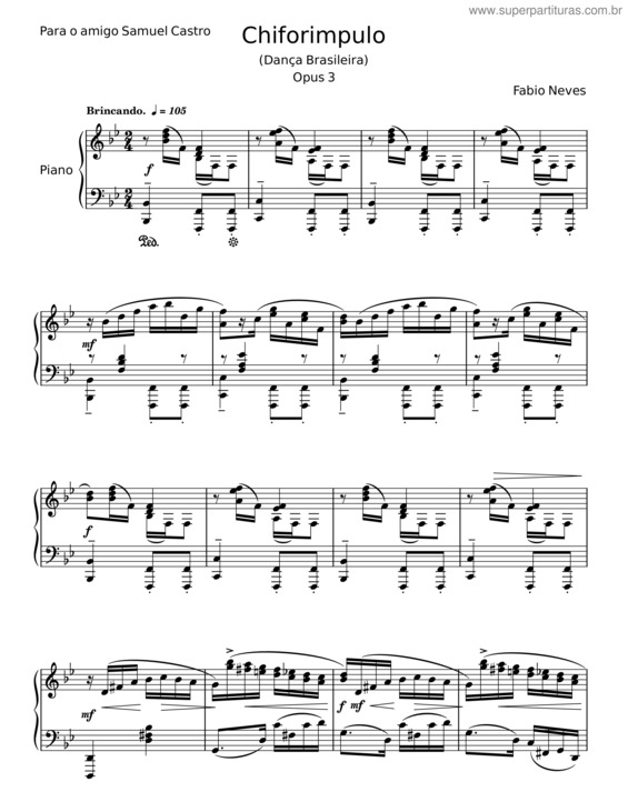 Partitura da música Chiforímpula – Fábio Neves;Samuel Castro