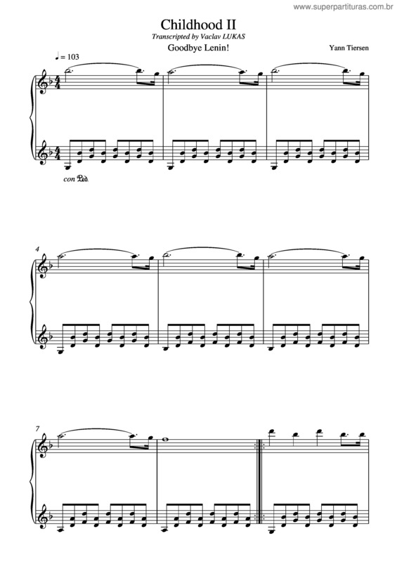 Partitura da música Childhood II v.2