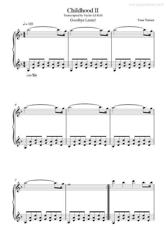 Partitura da música Childhood II