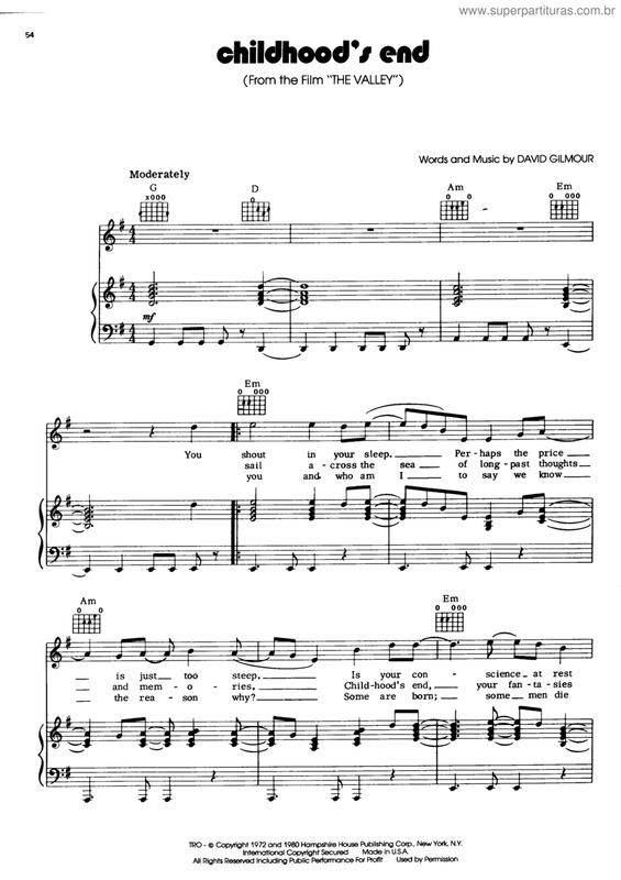 Partitura da música Childhood`s end