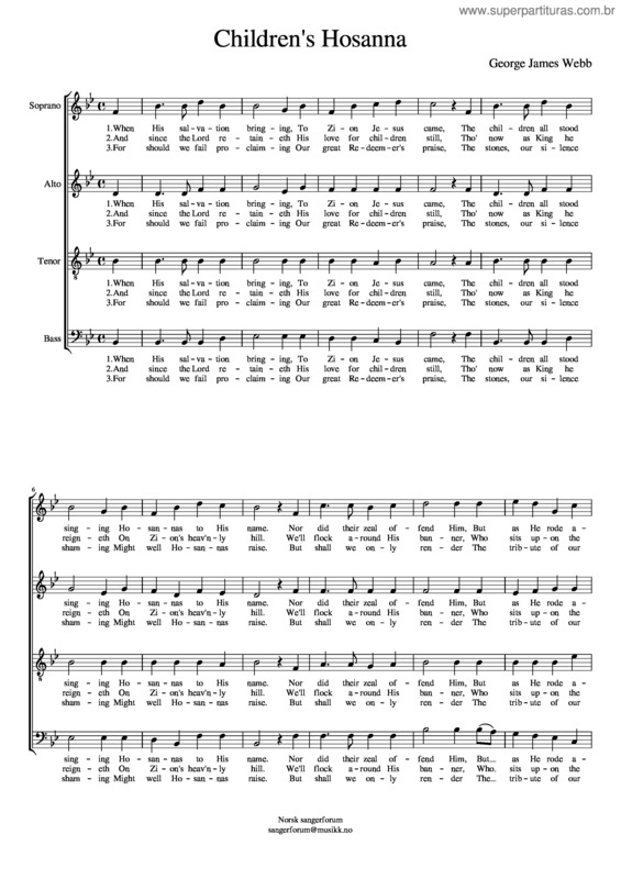 Partitura da música Children`S Hosanna