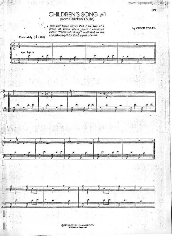 Partitura da música Children`s Song #1