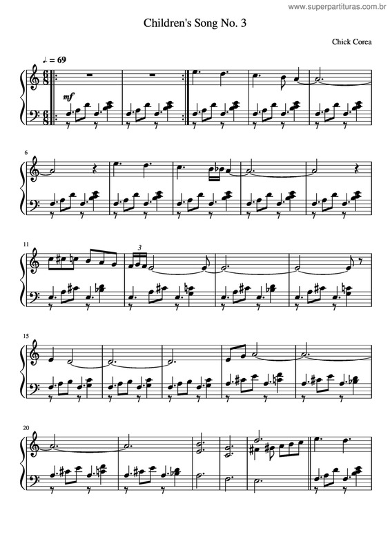 Partitura da música Children`S Song No. 3