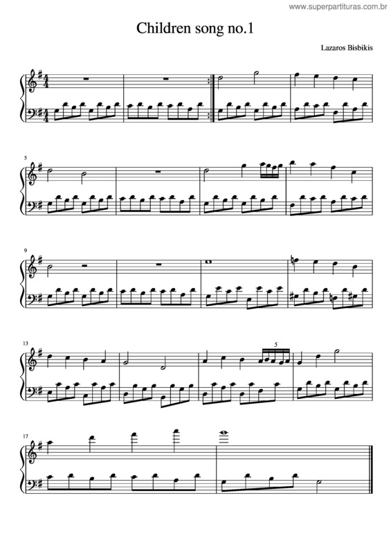 Partitura da música Children Song No.1