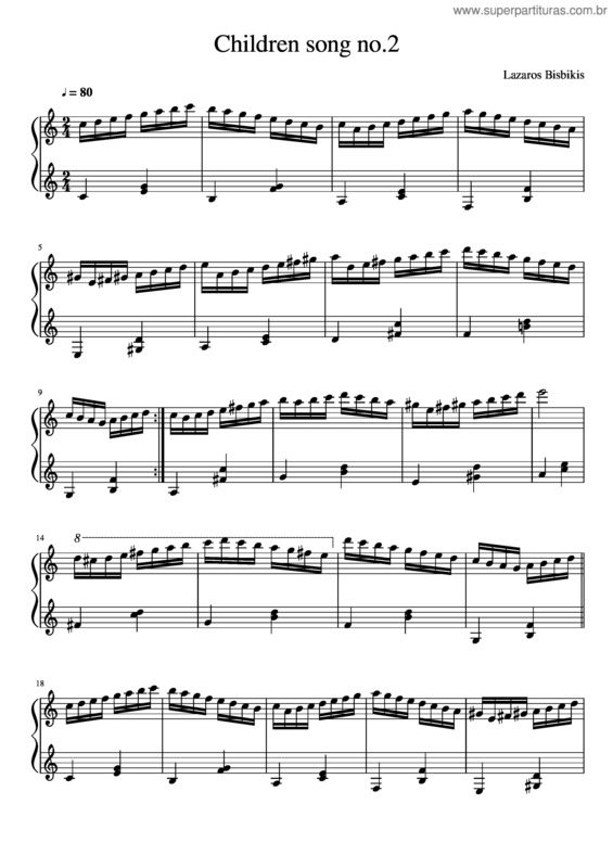 Partitura da música Children Song No.2