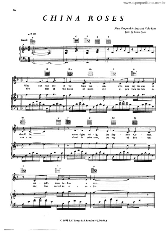 Partitura da música China Roses