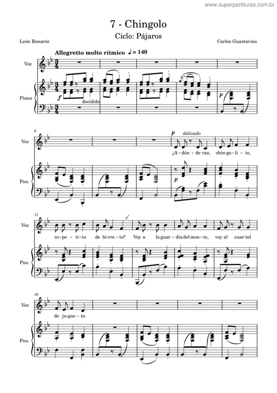 Partitura da música Chingolo