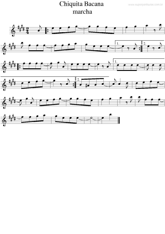 Partitura da música Chiquinha Bacana