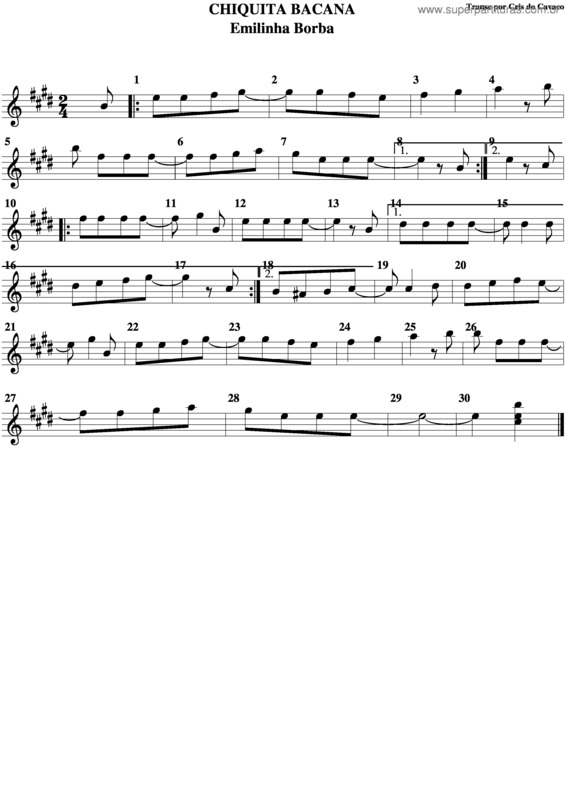 Partitura da música Chiquita Bacana