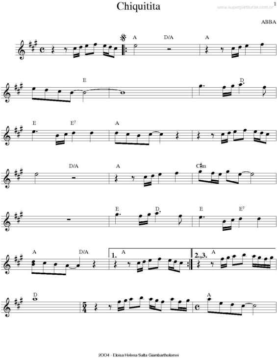 Partitura da música Chiquita v.2