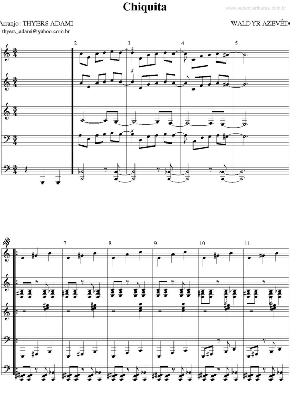 Partitura da música Chiquita v.3