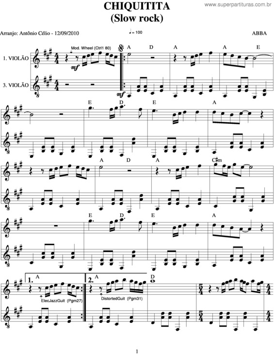 Partitura da música Chiquitita v.2