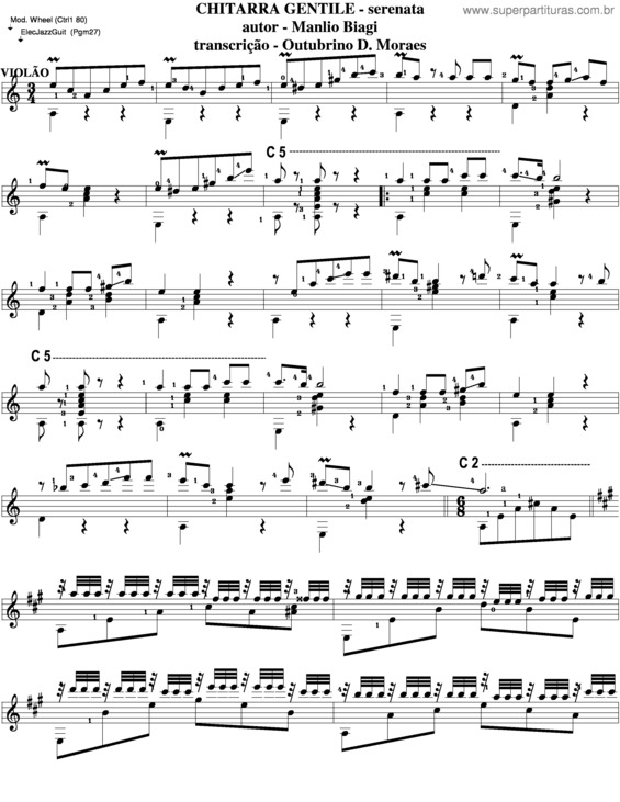 Partitura da música Chitarra Gentile