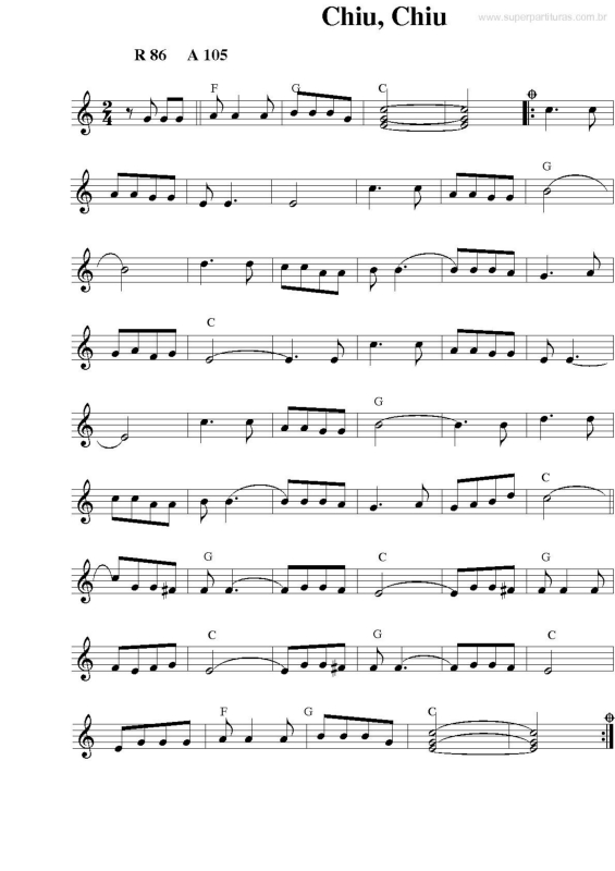 Partitura da música Chiu, Chiu