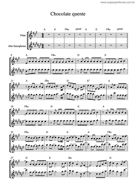 Partitura da música Chocolate Quente