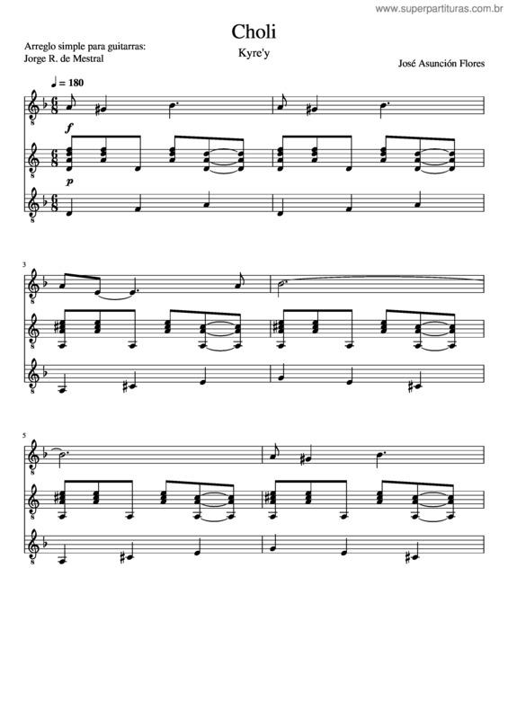 Partitura da música Choli Kyre`Y De José Asunción Flores