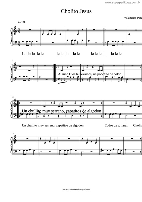 Partitura da música Cholito Jesus 5 Deditos