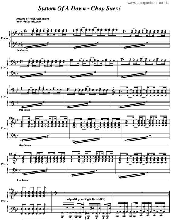 Partitura da música Chop Suey V.2