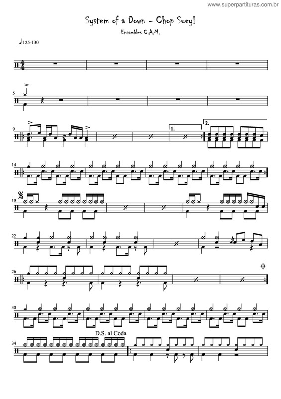 Partitura da música Chop Suey