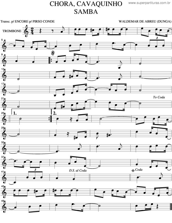 Partitura da música Chora Cavaquinho v.2