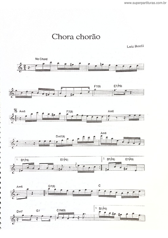 Partitura da música Chora Chorão