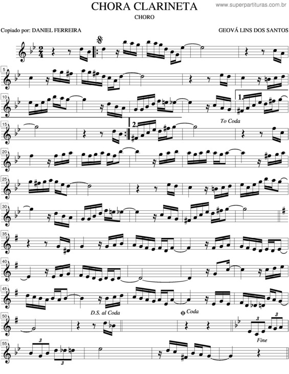 Partitura da música Chora Clarineta v.3