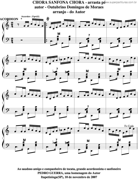 Partitura da música Chora Sanfona Chora v.2
