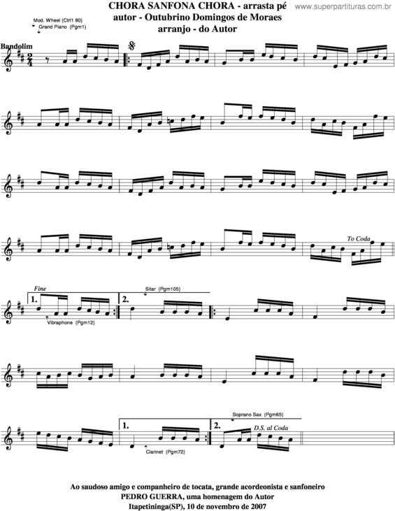 Partitura da música Chora Sanfona Chora v.3
