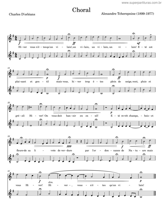 Partitura da música Choral
