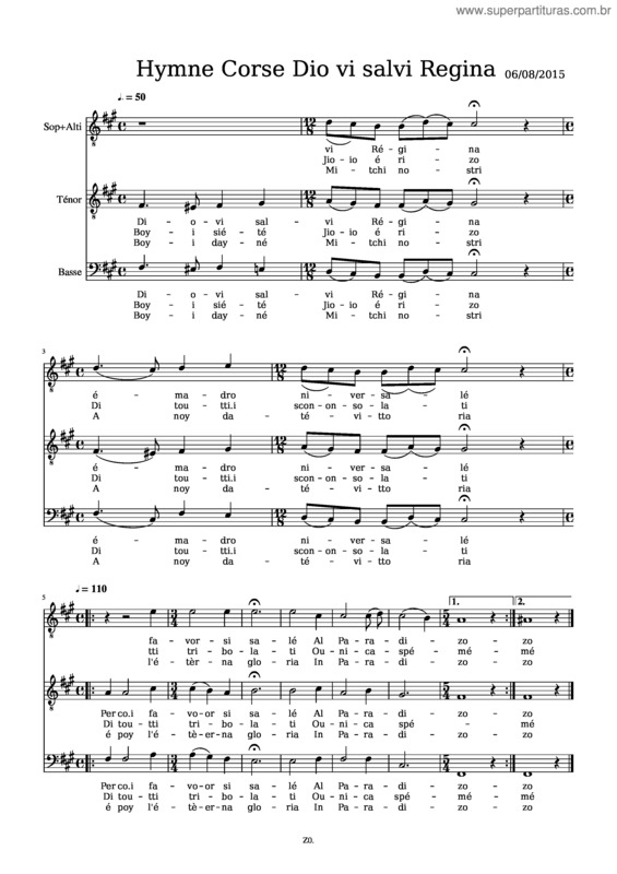 Partitura da música Chorale Dio Vi Salvi Regina