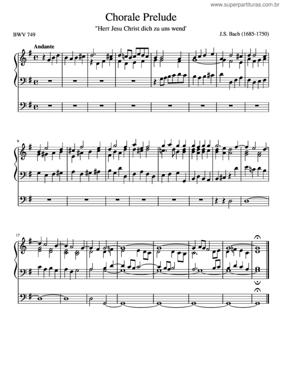 Partitura da música Chorale Prelude: Herr Jesu Christ Dich Zu Uns Wend` – J.S. Bach