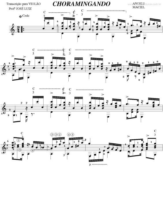 Partitura da música Choramingando v.2