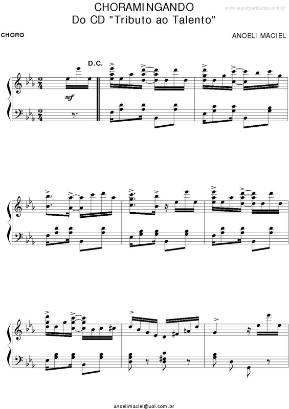 Partitura da música Choramingando