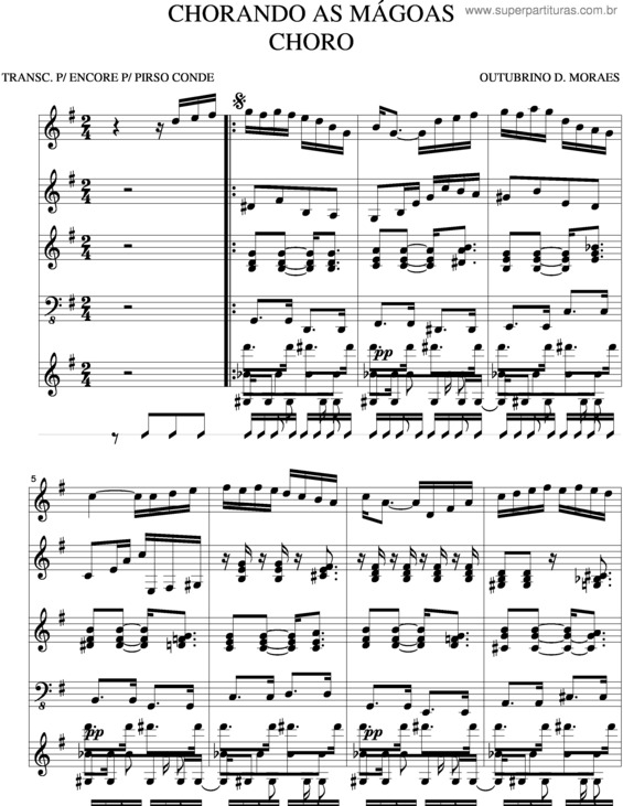 Partitura da música Chorando As Mágoas v.2