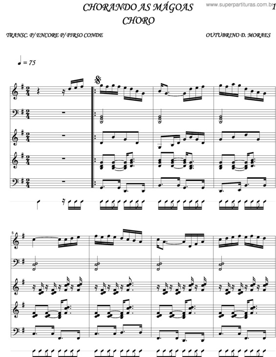 Partitura da música Chorando As Mágoas v.3