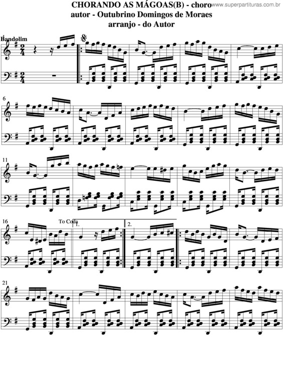 Partitura da música Chorando As Mágoas v.7