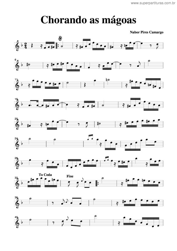 Partitura da música Chorando As Mágoas