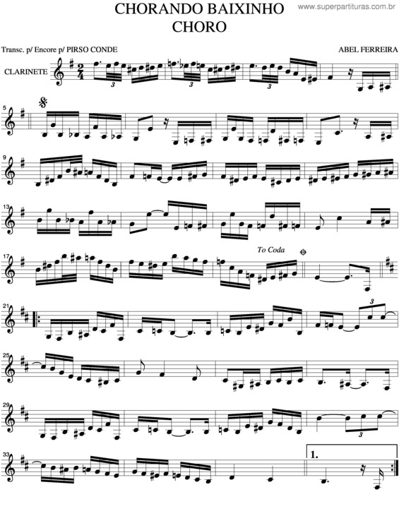 Partitura da música Chorando Baixinho v.6