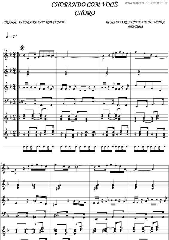 Partitura da música Chorando Com Você v.3