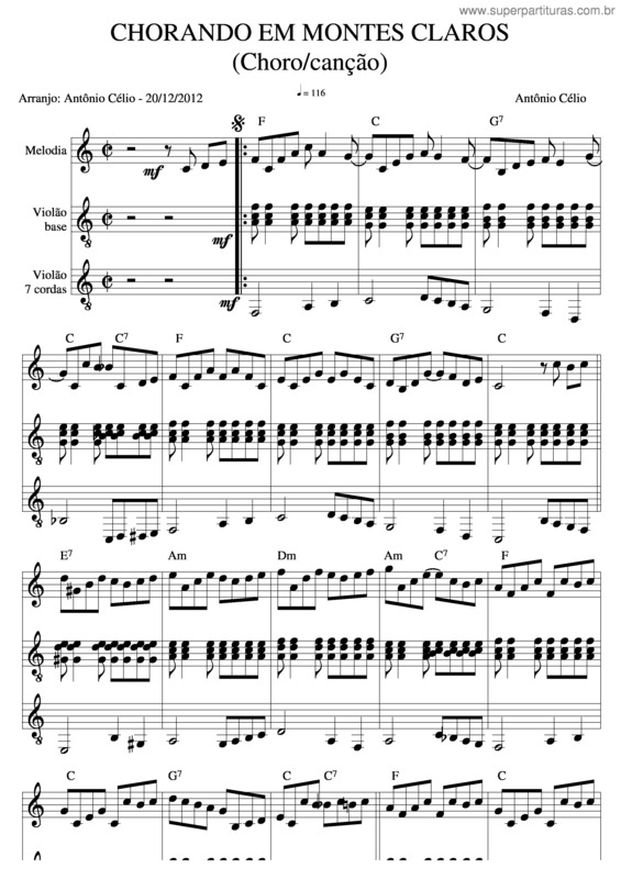 Partitura da música Chorando Em Montes Claros v.2